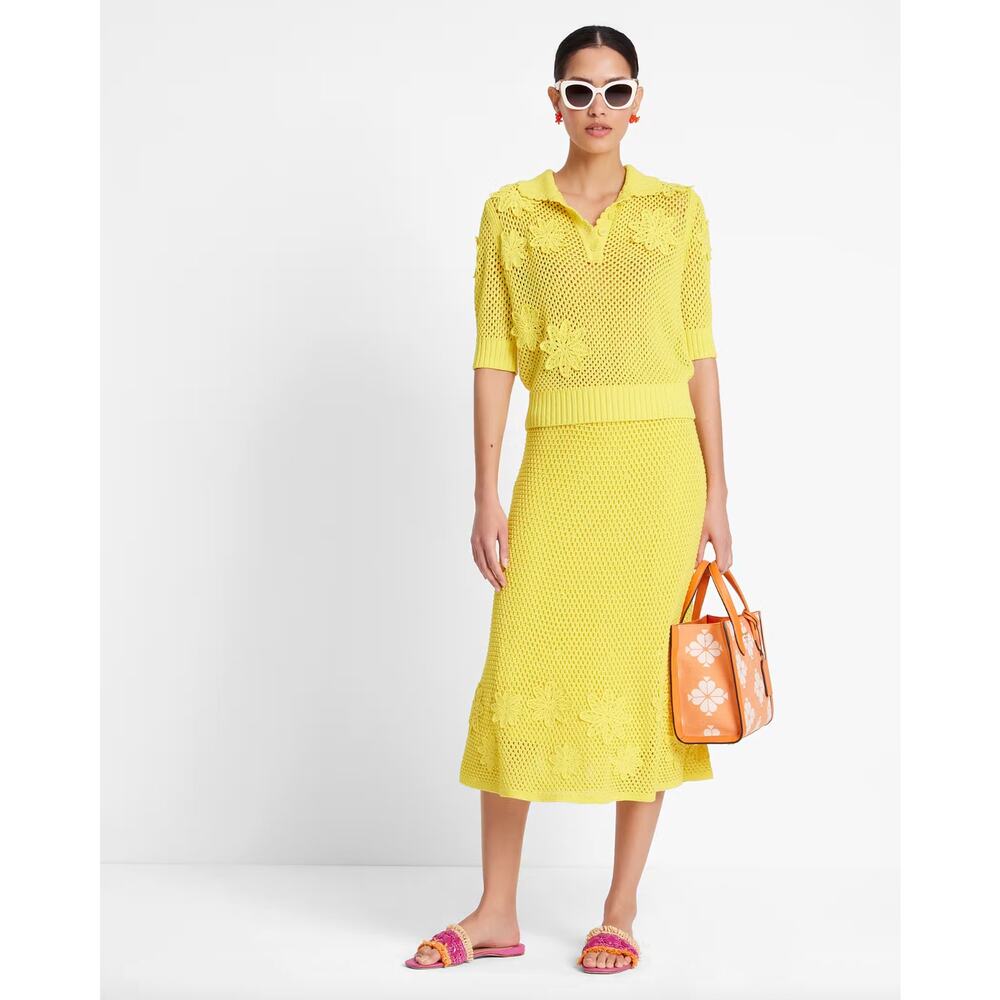 Kate Spade Crochet Knit Sweater & Midi Skirt SET